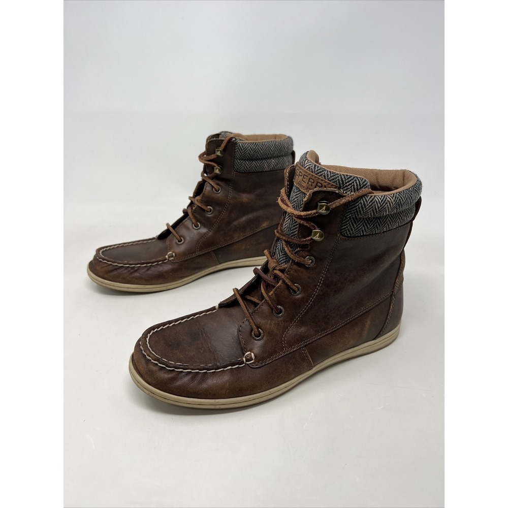 Sperry Women's Bayfish Leather‎ Lace Up Boot Size 9 Brown STS96729